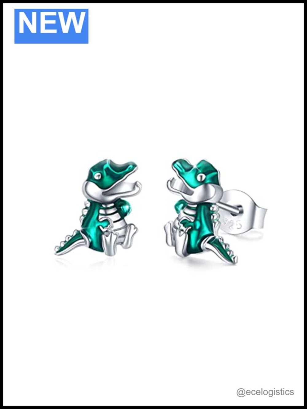 925 Sterling Silver Crocodile Stud Earrings